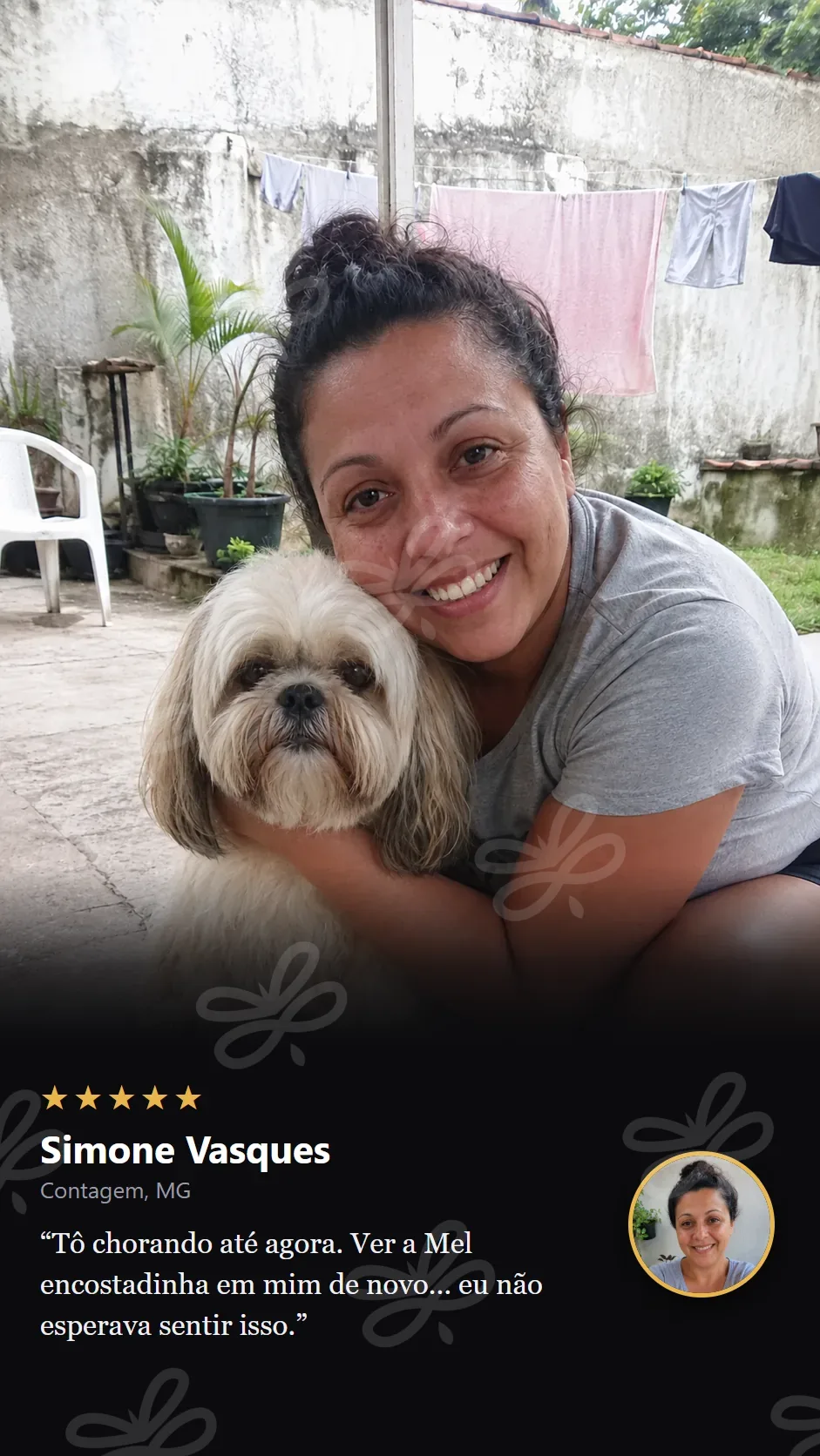 Card de prova social do Reencontro Pet
